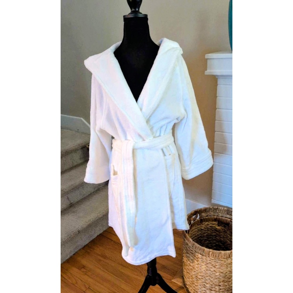 Heidi Weisel Standard Textile Bath Robe Medium/Large White with Hood NEW